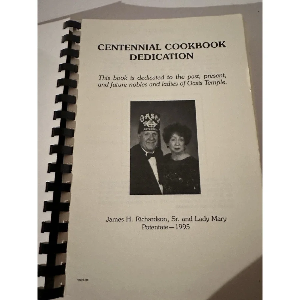 OASIS TEMPLE 100 Years of Shriners in the Carolinas Cookbook 1995 VTG Spiral Bnd